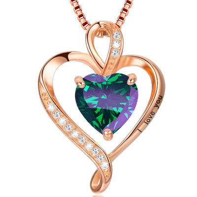 LAVUMO Collier Femme Argent 925 Gravé I Love You Collier Pendentif Cœur Infini Bijoux Romantique Idee Cadeau Femme Cadeaux Anniversaire Saint Valentin Fete Des Mere pour Maman Épouse Fille