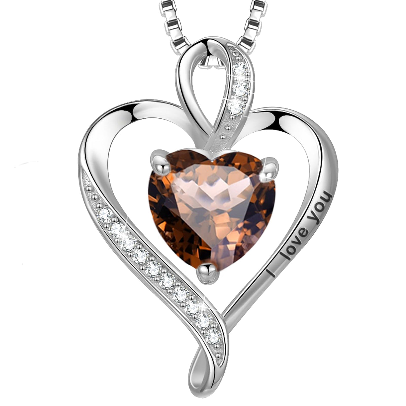 LAVUMO Collier Femme Argent 925 Gravé I Love You Collier Pendentif Cœur Infini Bijoux Romantique Idee Cadeau Femme Cadeaux Anniversaire Saint Valentin Fete Des Mere pour Maman Épouse Fille