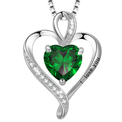 LAVUMO Collier Femme Argent 925 Gravé I Love You Collier Pendentif Cœur Infini Bijoux Romantique Idee Cadeau Femme Cadeaux Anniversaire Saint Valentin Fete Des Mere pour Maman Épouse Fille