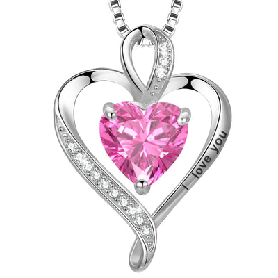 LAVUMO Collier Femme Argent 925 Gravé I Love You Collier Pendentif Cœur Infini Bijoux Romantique Idee Cadeau Femme Cadeaux Anniversaire Saint Valentin Fete Des Mere pour Maman Épouse Fille