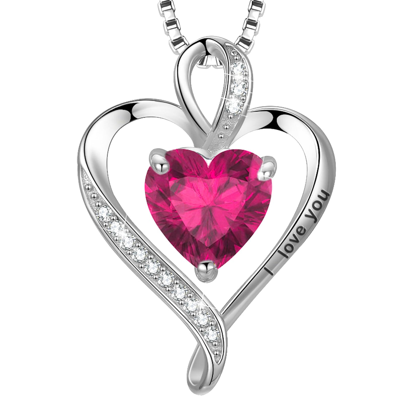 LAVUMO Collier Femme Argent 925 Gravé I Love You Collier Pendentif Cœur Infini Bijoux Romantique Idee Cadeau Femme Cadeaux Anniversaire Saint Valentin Fete Des Mere pour Maman Épouse Fille