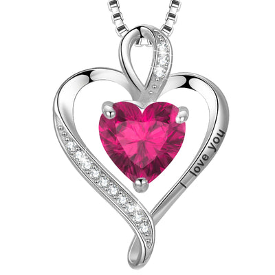 LAVUMO Collier Femme Argent 925 Gravé I Love You Collier Pendentif Cœur Infini Bijoux Romantique Idee Cadeau Femme Cadeaux Anniversaire Saint Valentin Fete Des Mere pour Maman Épouse Fille