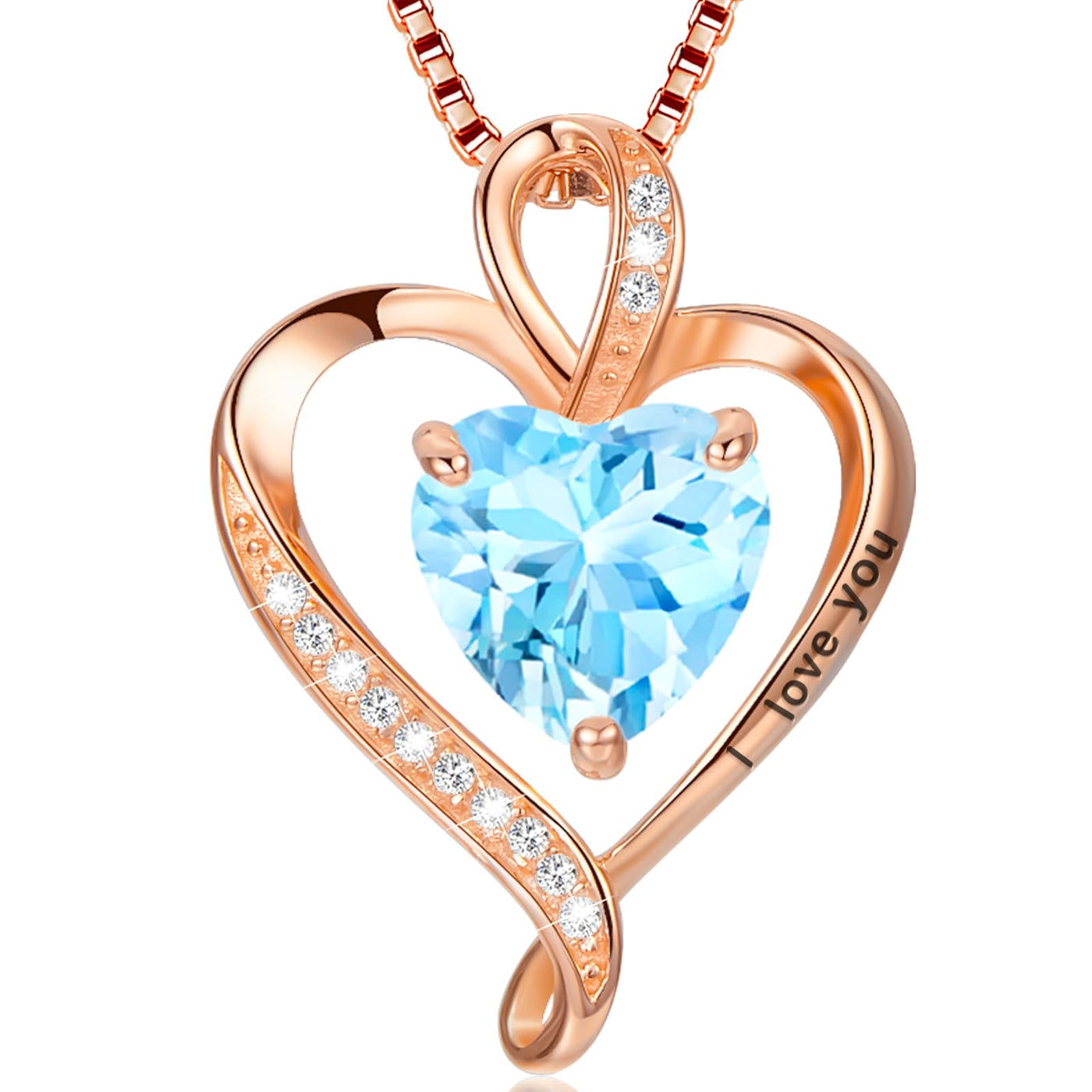 LAVUMO Collier Femme Argent 925 Gravé I Love You Collier Pendentif Cœur Infini Bijoux Romantique Idee Cadeau Femme Cadeaux Anniversaire Saint Valentin Fete Des Mere pour Maman Épouse Fille