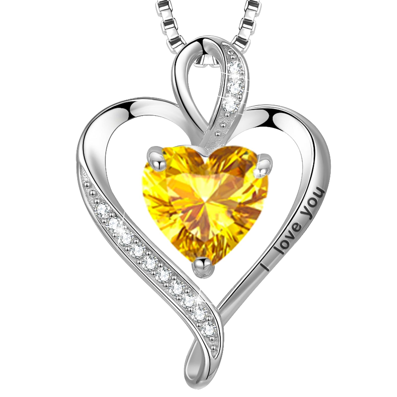 LAVUMO Collier Femme Argent 925 Gravé I Love You Collier Pendentif Cœur Infini Bijoux Romantique Idee Cadeau Femme Cadeaux Anniversaire Saint Valentin Fete Des Mere pour Maman Épouse Fille