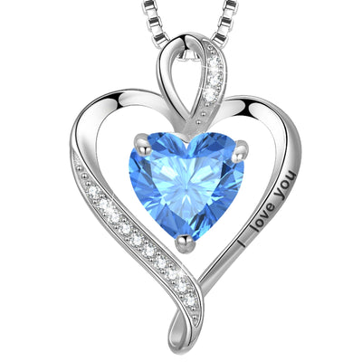 LAVUMO Collier Femme Argent 925 Gravé I Love You Collier Pendentif Cœur Infini Bijoux Romantique Idee Cadeau Femme Cadeaux Anniversaire Saint Valentin Fete Des Mere pour Maman Épouse Fille