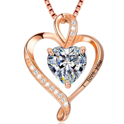 LAVUMO Collier Femme Argent 925 Gravé I Love You Collier Pendentif Cœur Infini Bijoux Romantique Idee Cadeau Femme Cadeaux Anniversaire Saint Valentin Fete Des Mere pour Maman Épouse Fille