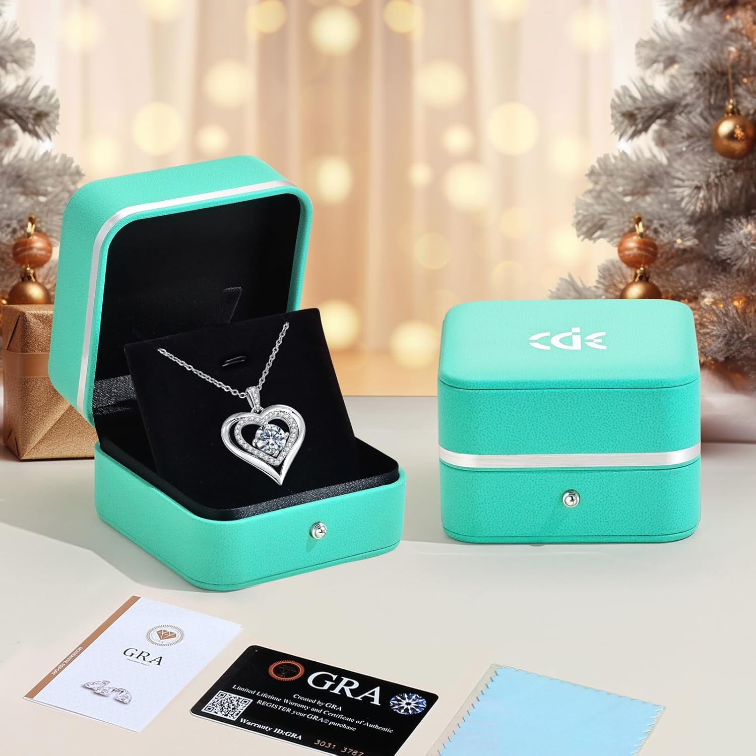 CDE Collier pour Femme Pendentif Coeur, Argent Sterling 925 Mossanite Amour Bijoux 1-3ct Cadeau de Saint Valentin de Noël Pour Le Mariage de Fiançailles Fête des mère