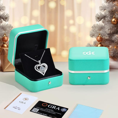 CDE Collier pour Femme Pendentif Coeur, Argent Sterling 925 Mossanite Amour Bijoux 1-3ct Cadeau de Saint Valentin de Noël Pour Le Mariage de Fiançailles Fête des mère