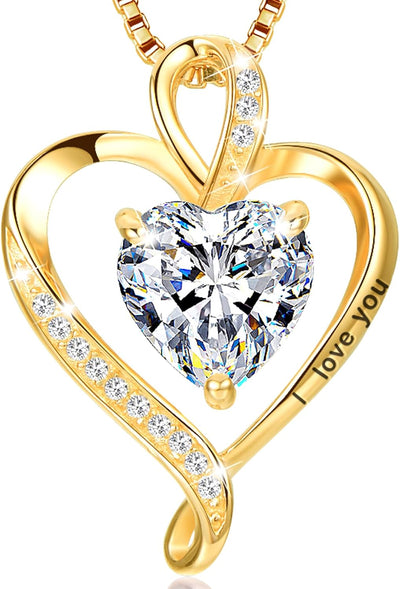LAVUMO Collier Femme Argent 925 Gravé I Love You Collier Pendentif Cœur Infini Bijoux Romantique Idee Cadeau Femme Cadeaux Anniversaire Saint Valentin Fete Des Mere pour Maman Épouse Fille