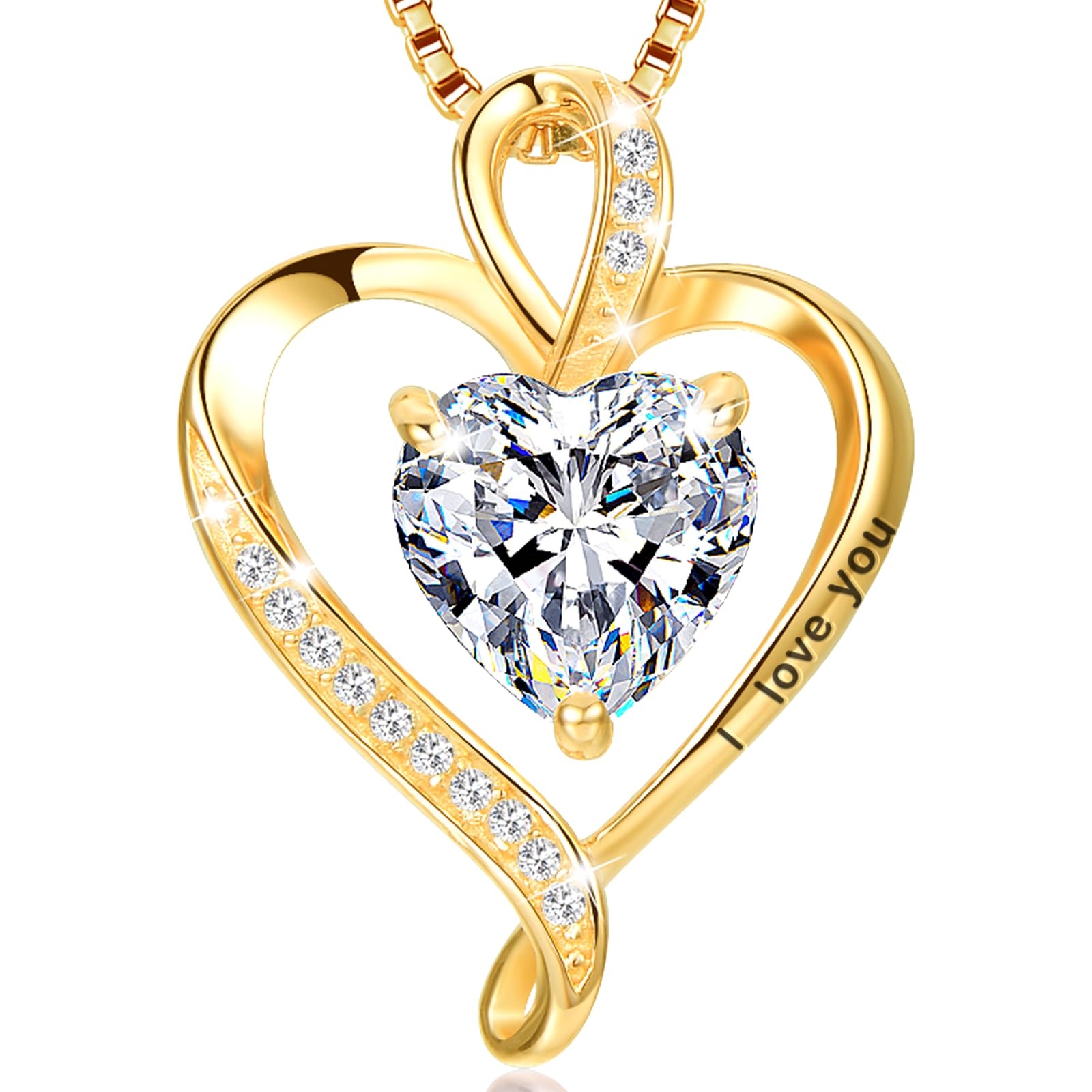 LAVUMO Collier Femme Argent 925 Gravé I Love You Collier Pendentif Cœur Infini Bijoux Romantique Idee Cadeau Femme Cadeaux Anniversaire Saint Valentin Fete Des Mere pour Maman Épouse Fille