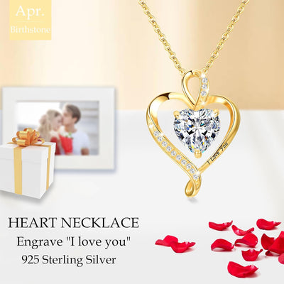 LAVUMO Collier Femme Argent 925 Gravé I Love You Collier Pendentif Cœur Infini Bijoux Romantique Idee Cadeau Femme Cadeaux Anniversaire Saint Valentin Fete Des Mere pour Maman Épouse Fille