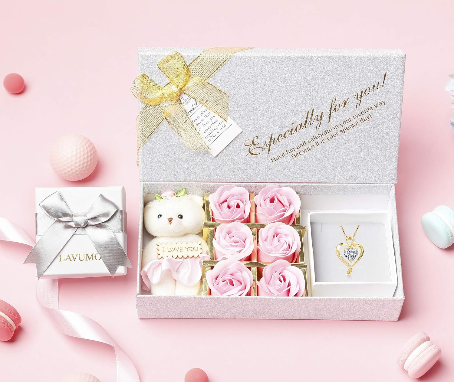 LAVUMO Collier Femme Argent 925 Gravé I Love You Collier Pendentif Cœur Infini Bijoux Romantique Idee Cadeau Femme Cadeaux Anniversaire Saint Valentin Fete Des Mere pour Maman Épouse Fille